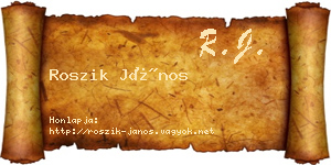 Roszik János névjegykártya